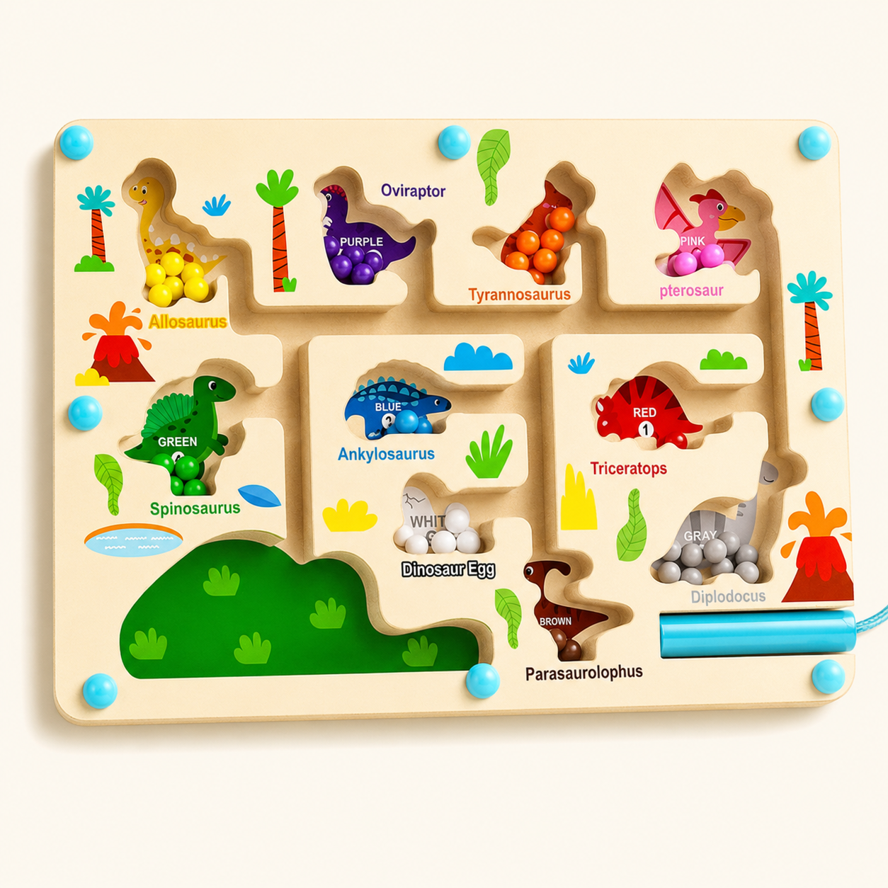 MontiPals Wooden Magnetic Color and Number Maze Activity Board